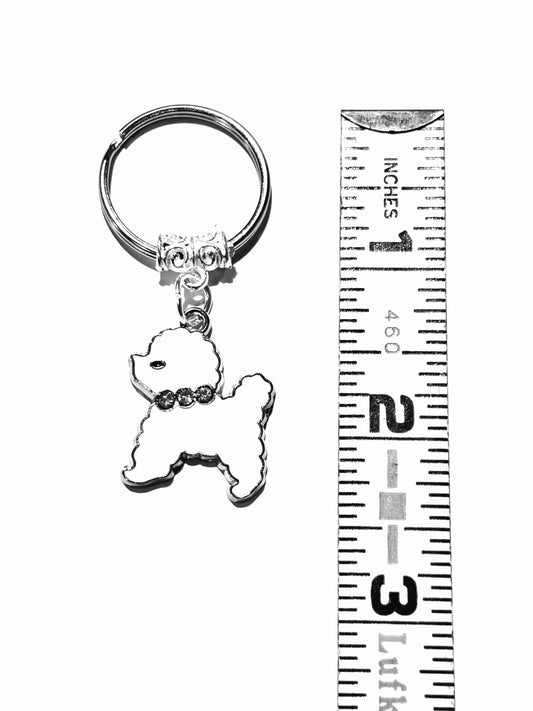 White Poodle Charm Keychain