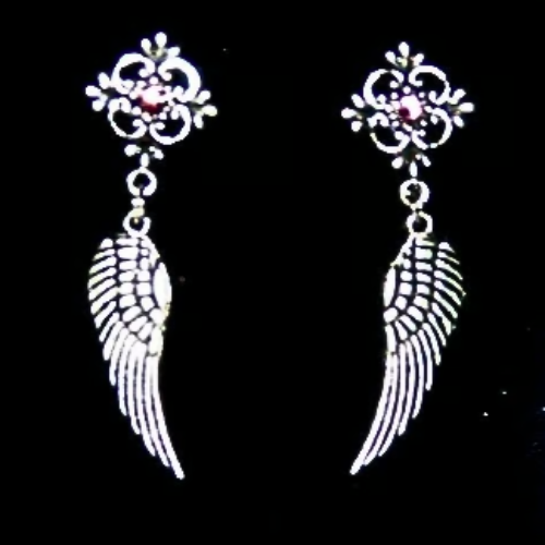 EMBELLISHED ANGEL WING EARRINGS