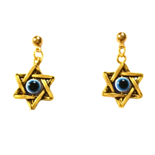 EYE OF HORUS BRASS STAR EARRINGS