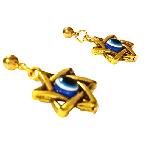 EYE OF HORUS BRASS STAR EARRINGS