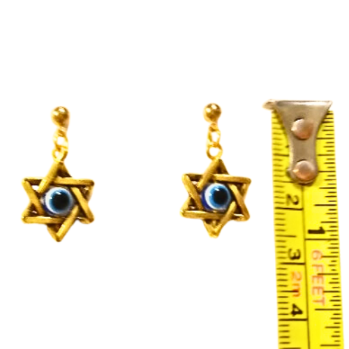 EYE OF HORUS BRASS STAR EARRINGS