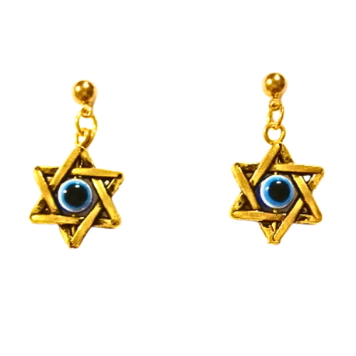 EYE OF HORUS BRASS STAR EARRINGS