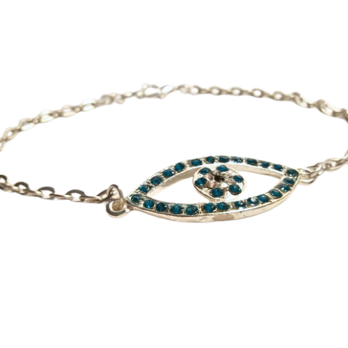 Eye of Horus Blue Crystal Link Bracelet