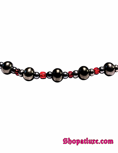 Genuine Hematite Hand Beaded Necklace