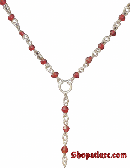 Gothic Red Skull Lariat Necklace