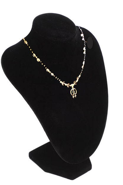Amethyst and Hematite Beaded Necklace With Sapphic Charm