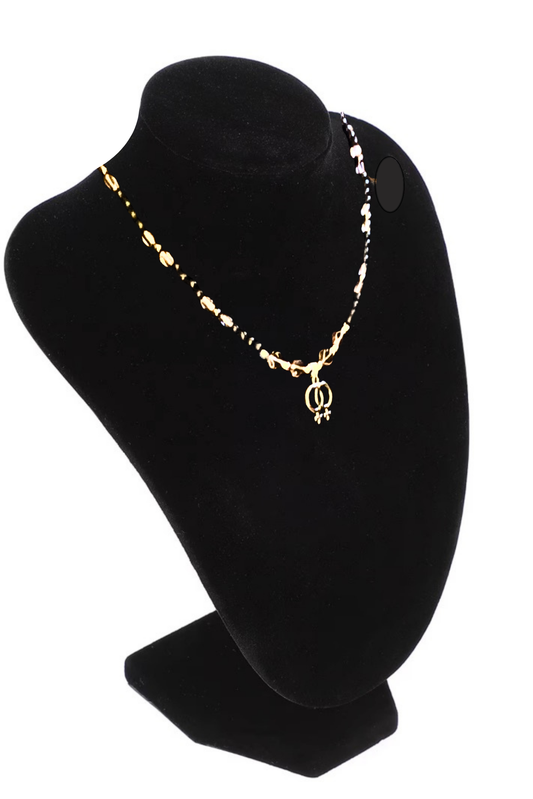 Amethyst and Hematite Beaded Necklace With Sapphic Charm