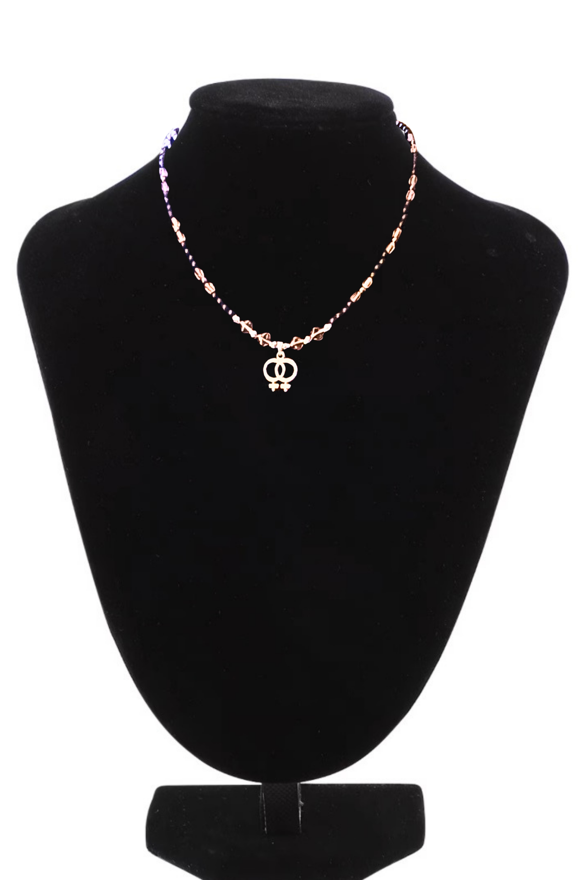 Amethyst and Hematite Beaded Necklace With Sapphic Charm