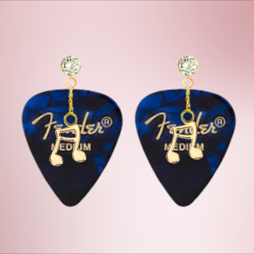 Fender Guitar Pick Earrings With Music Charm