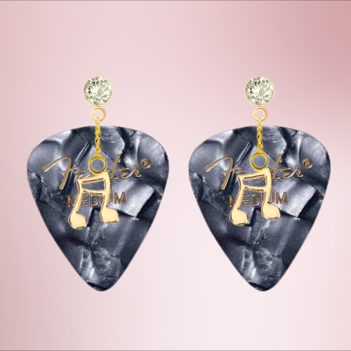 Fender Guitar Pick Earrings With Music Charm