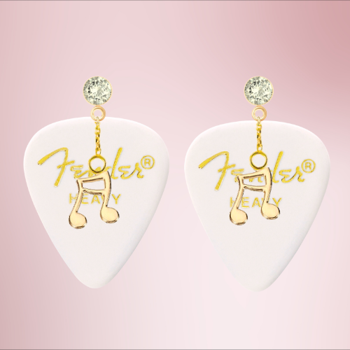 Fender Guitar Pick Earrings With Music Charm