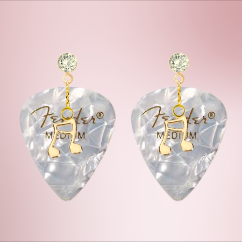 Fender Guitar Pick Earrings With Music Charm