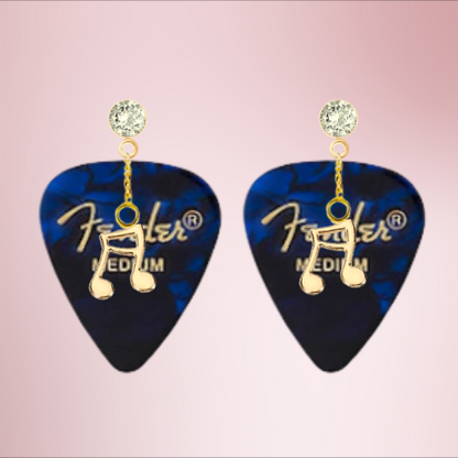 Fender Guitar Pick Earrings With Music Charm