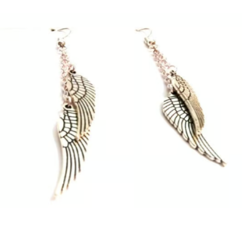 Fallen Angel Silver Wings Earrings