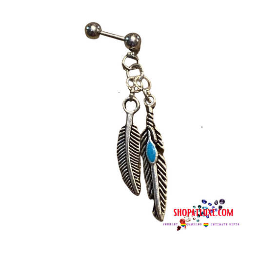 18g Helix Barbell With Feather Pair Charm