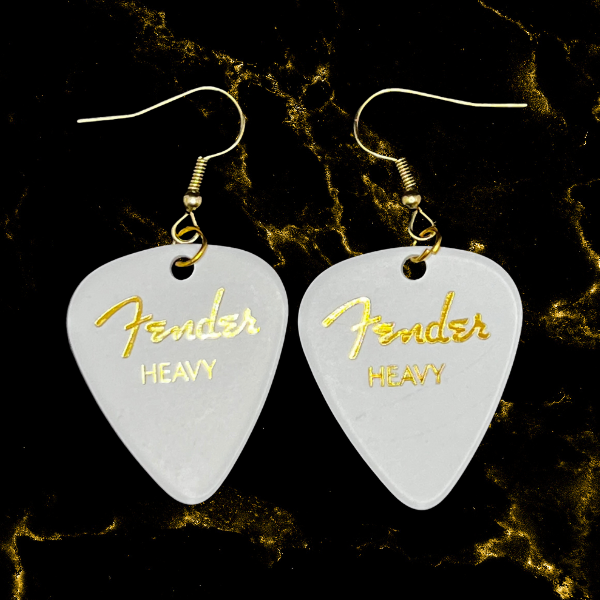 Fender White Guitar Pick Earrings