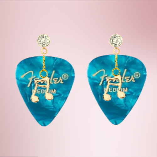 Fender Guitar Pick Earrings With Music Charm