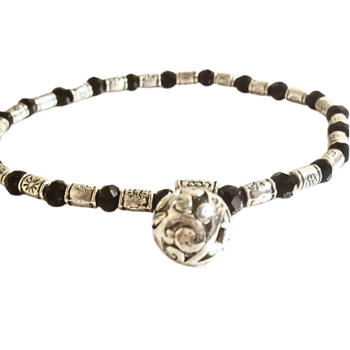 Flower Element Black Crystal Bracelet