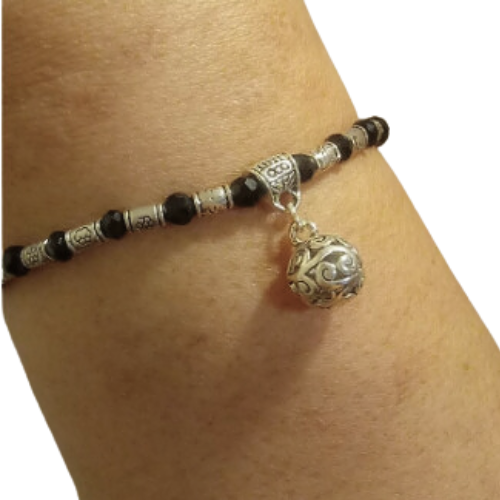 Flower Element Black Crystal Bracelet