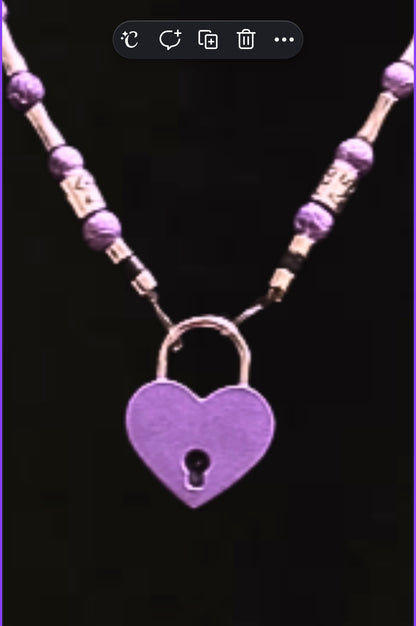 Purple Heart Lock And Key Necklace Pair (Copy)
