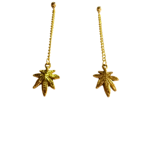 GOLD POT LEAF EARRINGS