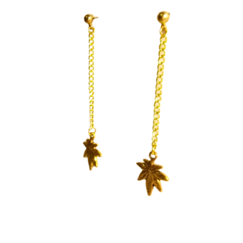 GOLD POT LEAF EARRINGS