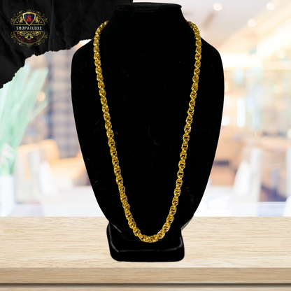 Mens 14kt Gold Hand Woven Necklace