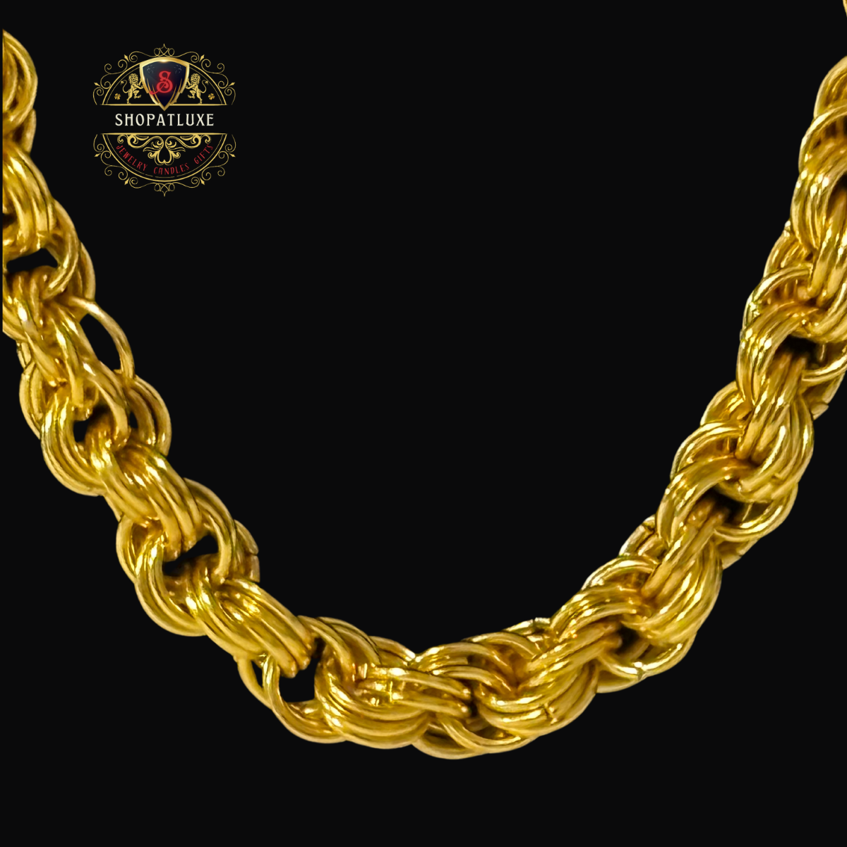 Mens 14kt Gold Hand Woven Necklace