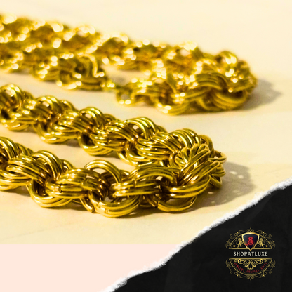 Mens 14kt Gold Hand Woven Necklace