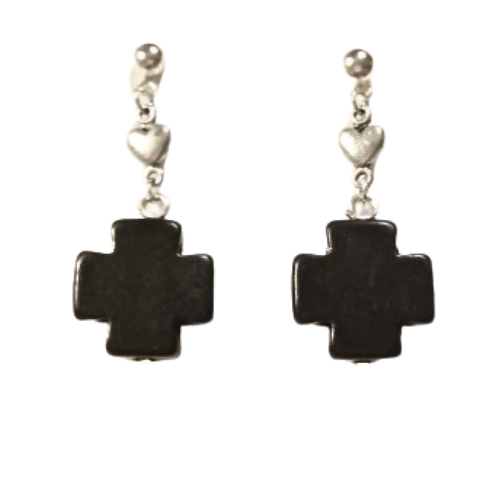 Howlite Stone Cross Earrings