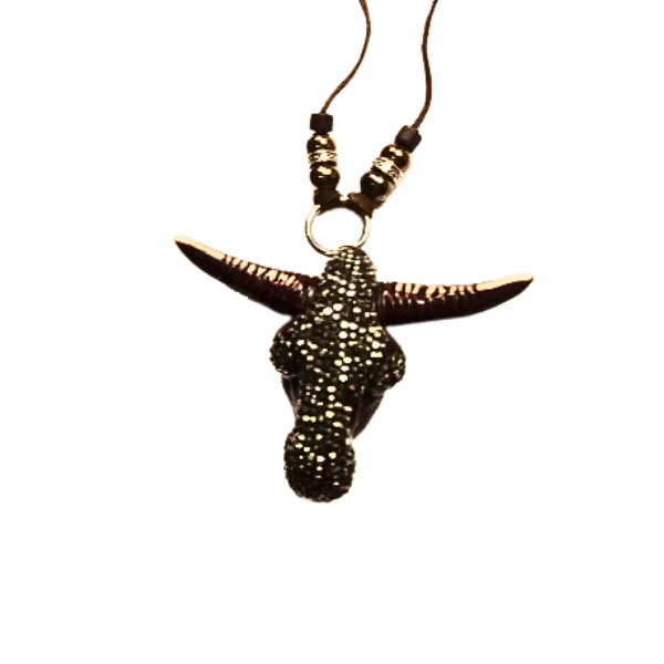 Happy Longhorn Western Style Leather Necklace