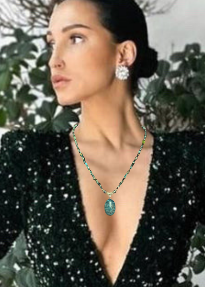 Dreaming In Jasper Cabachon Beaded Necklace