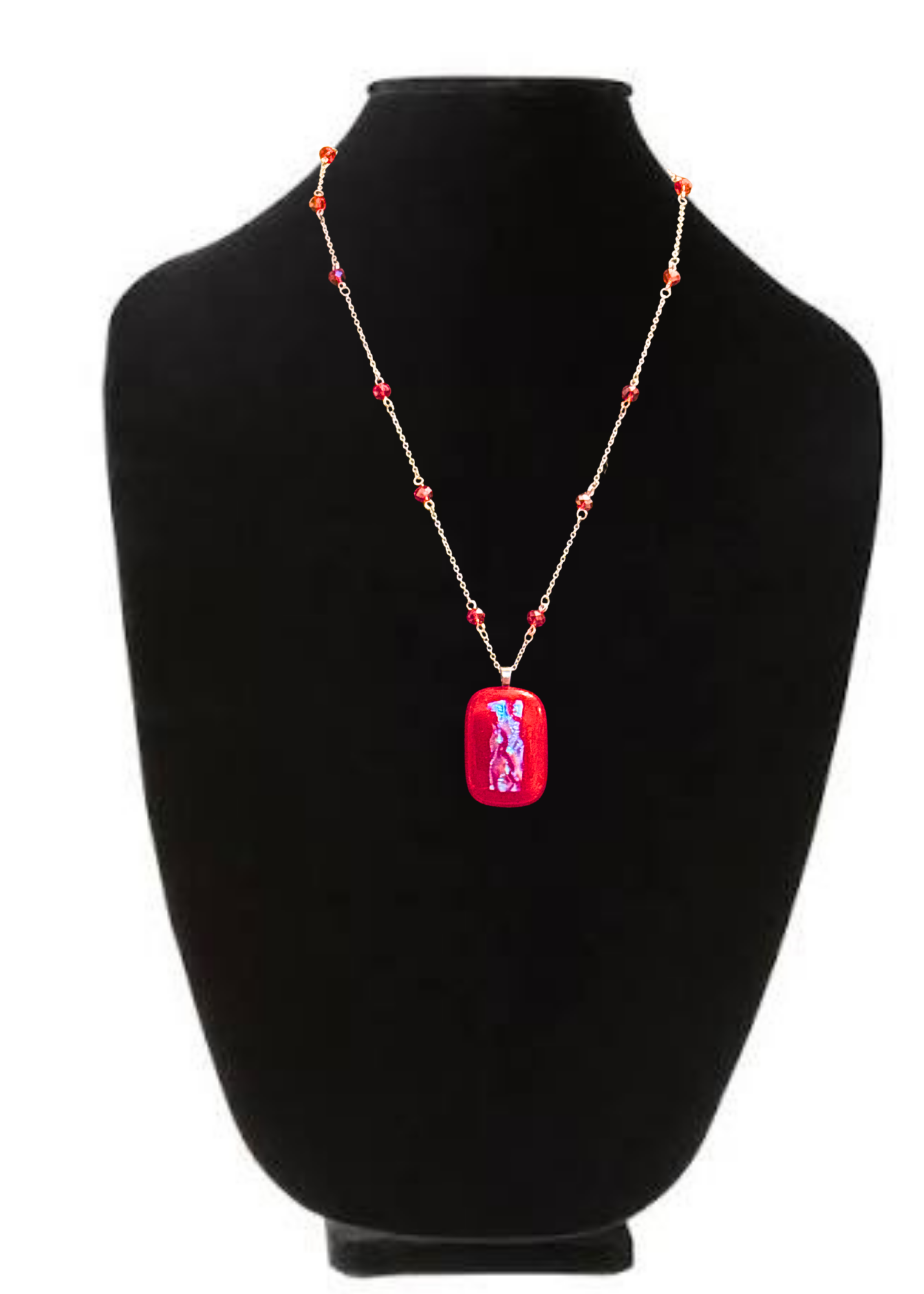 Rated Red Cabachon Crystal Beaded Necklac
