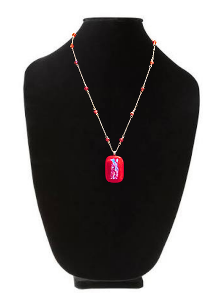 Rated Red Cabachon Crystal Beaded Necklac