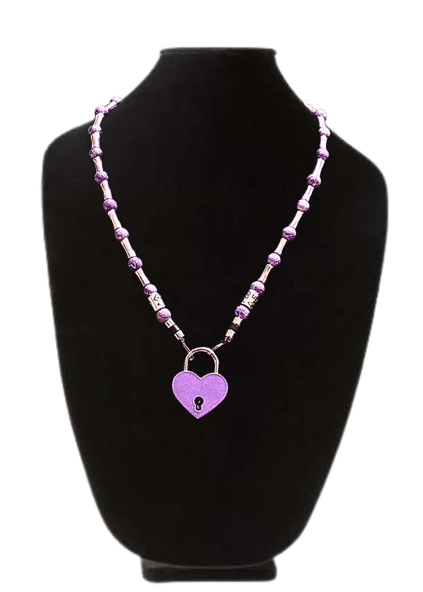 Purple Heart Lock And Key Necklace Pair (Copy)