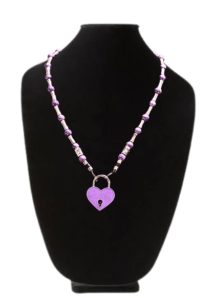Purple Heart Lock And Key Necklace Pair (Copy)