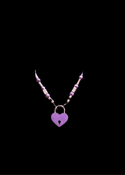 Purple Heart Lock And Key Necklace Pair (Copy)