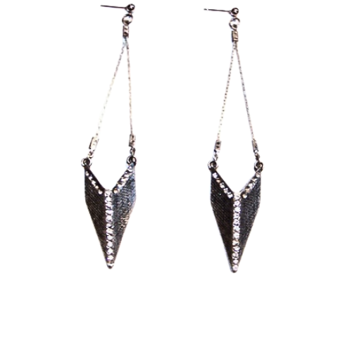 Jeweled Steel Chevron Post Earrings