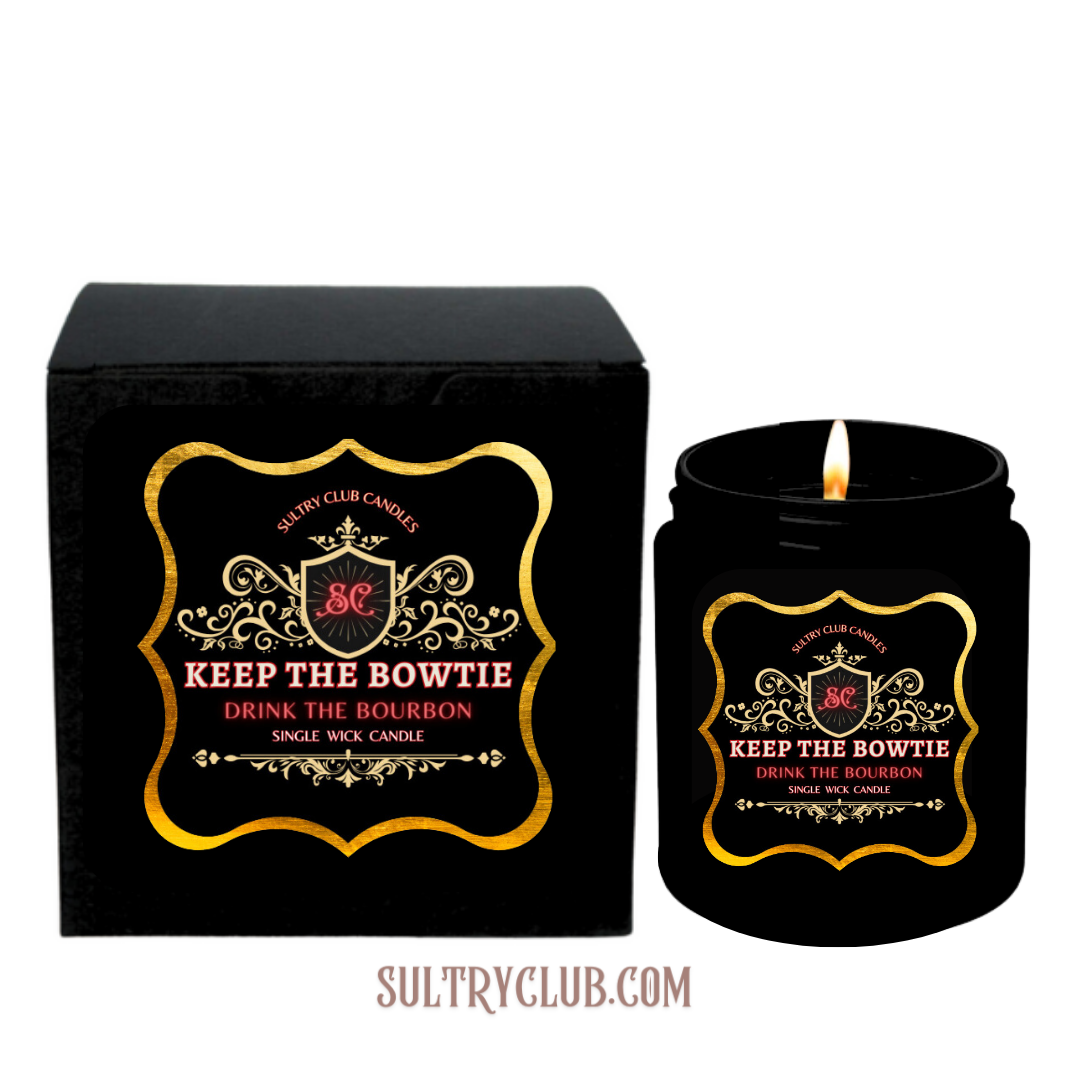 KEEP THE BOWTIE - DRINK THE BOURBON 3 WICK VEGAN CANDLE