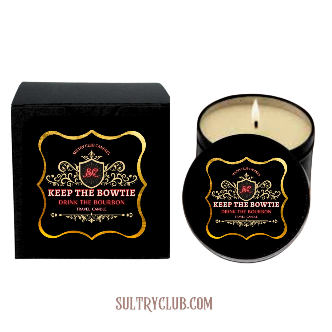 KEEP THE BOWTIE - DRINK THE BOURBON 3 WICK VEGAN CANDLE