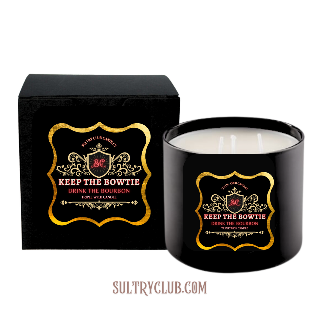 KEEP THE BOWTIE - DRINK THE BOURBON 3 WICK VEGAN CANDLE