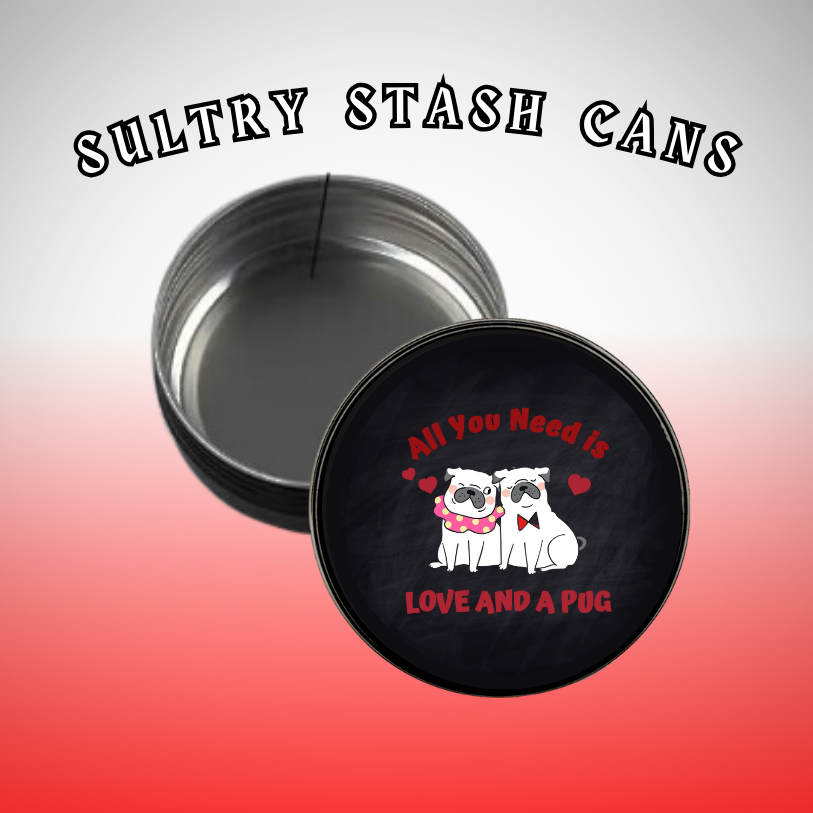LOVE AND A PUG Stash Tin - Round Storage Container