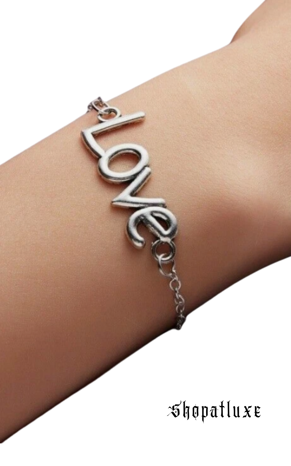 SILVER LOVE SCRIPT BRACELET