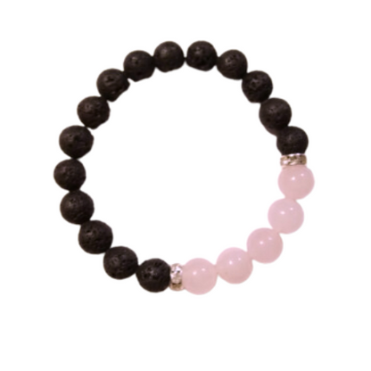 Lava Rocks With Pink Quartz Bracelet