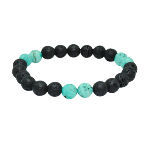 Turquoise And Lava Gemstone Bracelet