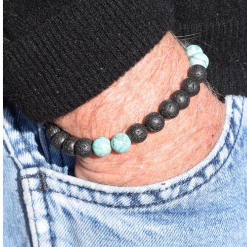 Turquoise And Lava Gemstone Bracelet