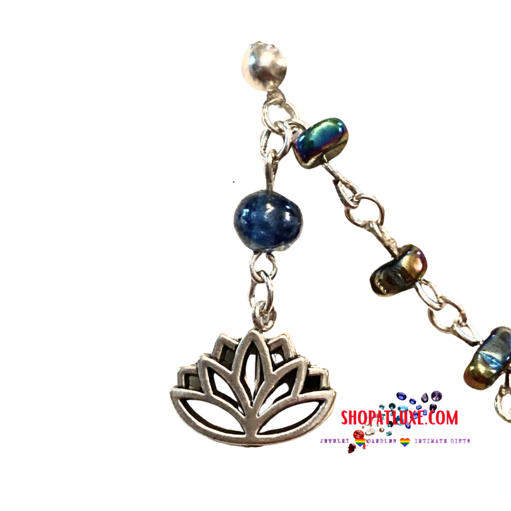 Lotus Flower Captive Bead Ring And Helix Barbell Earring