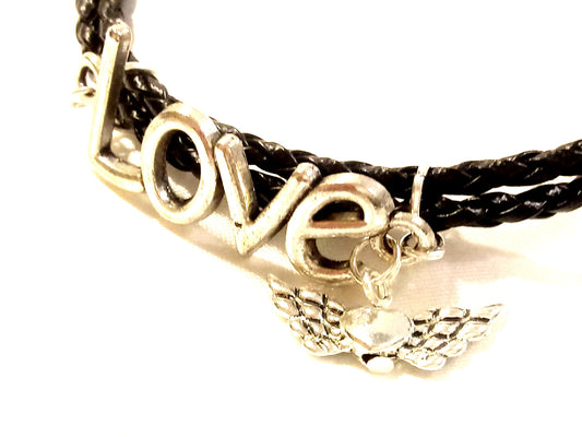 Love Has Wings Leather Bracelet