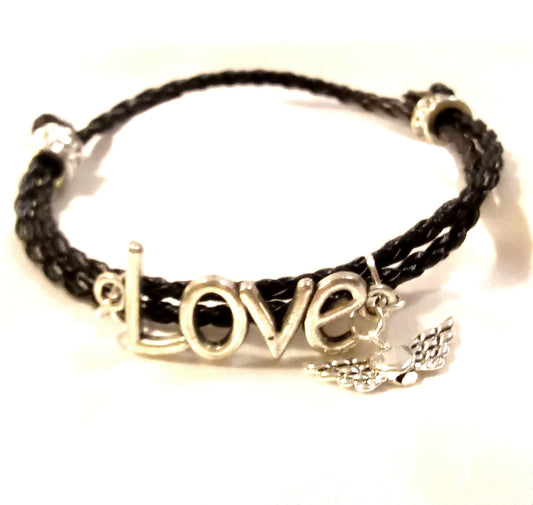 Love Has Wings Leather Bracelet