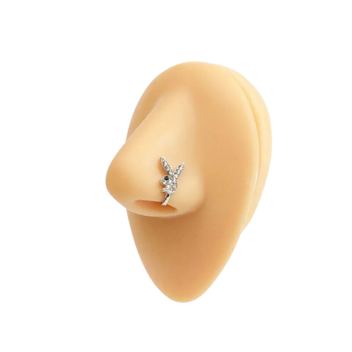 Nose Clip Clip On Non Piercing Nose Ring CZ Paved Licensed Playboy Bunny